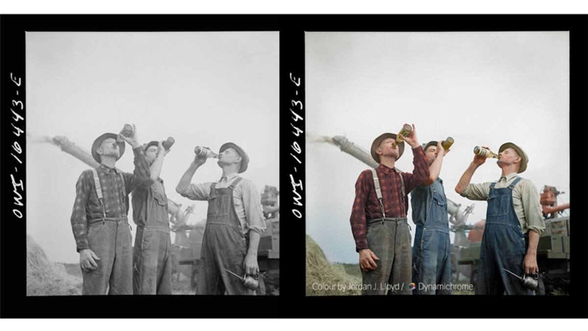 Lloyd cuenta con experiencia en el campo de la fotografía de arquitectura. Se ha dedicado a colorear imágenes antiguas desde hace poco más de un año. Según le contó a BBC Mundo, todo empezó cuando le pidieron que coloreara una fotografía familiar. (Foto en blanco y negro tomada en 1938 por John Vachon, cortesía de Shorpy.com / Foto en color: Jordan J. Lloyd / Dynamichrome).