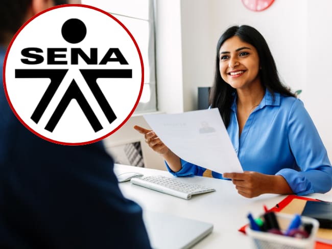 Imagen de referencia, foto Gettyimages. Canva y logo del SENA.