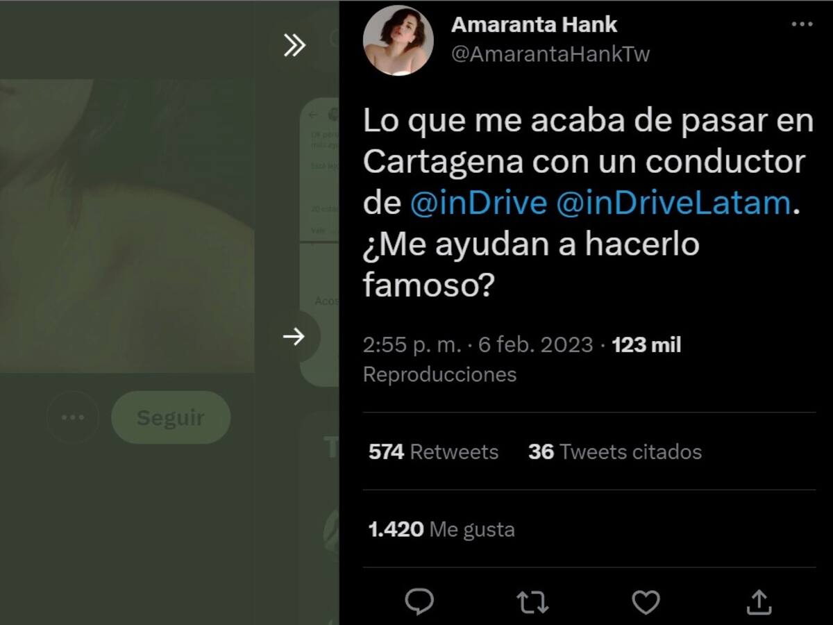 Actriz porno fue acosada por conductor de Indriver en Cartagena