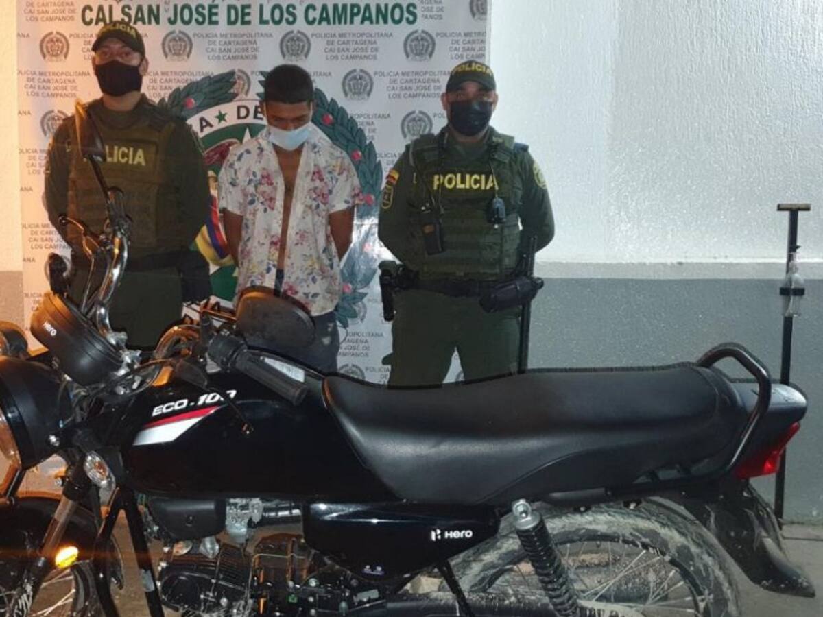 Cayó ‘El Baba’, presunto autor de hurto de motocicletas en Cartagena