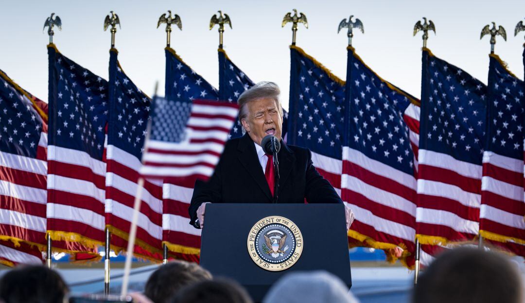 El expresidente Donald Trump en su despedida del gobierno