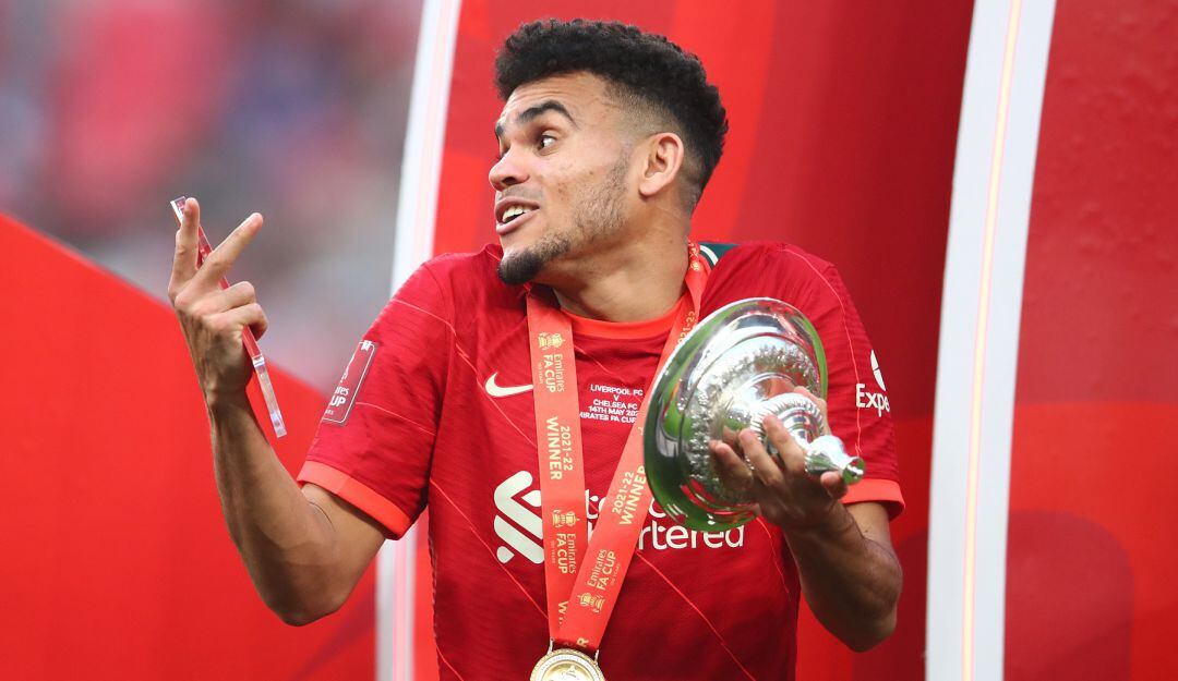 Luis Díaz en la celebración de la FA Cup 