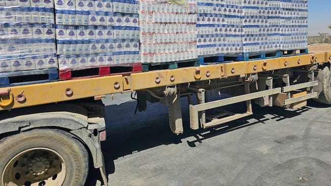 GRAF1672. GAZA (GAZA Y CISJORDANIA), 20/05/2025.- Camiones con ayuda humanitaria detenidos en Gaza. El organismo militar israelí encargado de los asuntos civiles en Gaza, el COGAT, dijo que al menos 93 camiones con ayuda humanitaria entraron en Gaza este martes, mientras la ONU puntualizó que los suministros no han podido entregarse todavía a la población necesitada. EFE/ Ministerio De Exteriores De Israel SÓLO USO EDITORIAL/SÓLO DISPONIBLE PARA ILUSTRAR LA NOTICIA QUE ACOMPAÑA (CRÉDITO OBLIGATORIO)