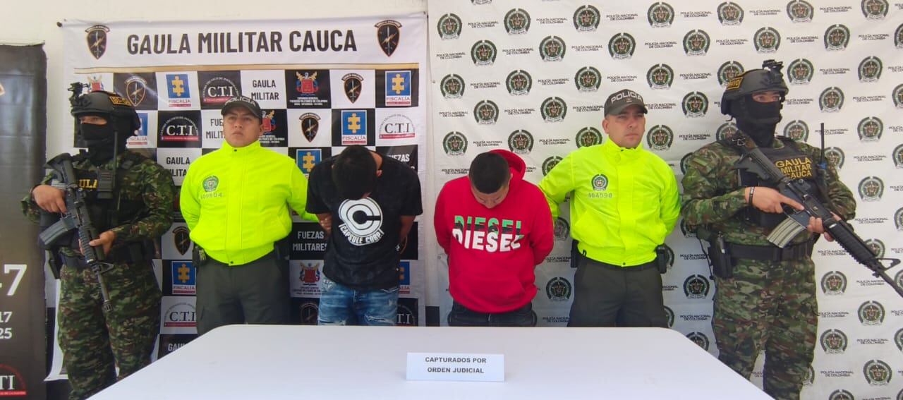 Capturados por orden judicial en Popayán. Crédito: Gaula Militar.m