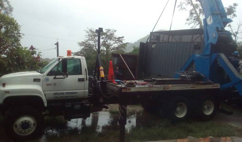 En este vehículo está siendo trasladado el elefante que adivinó los triunfos de la selección Colombia en el mundial de Brasil.
