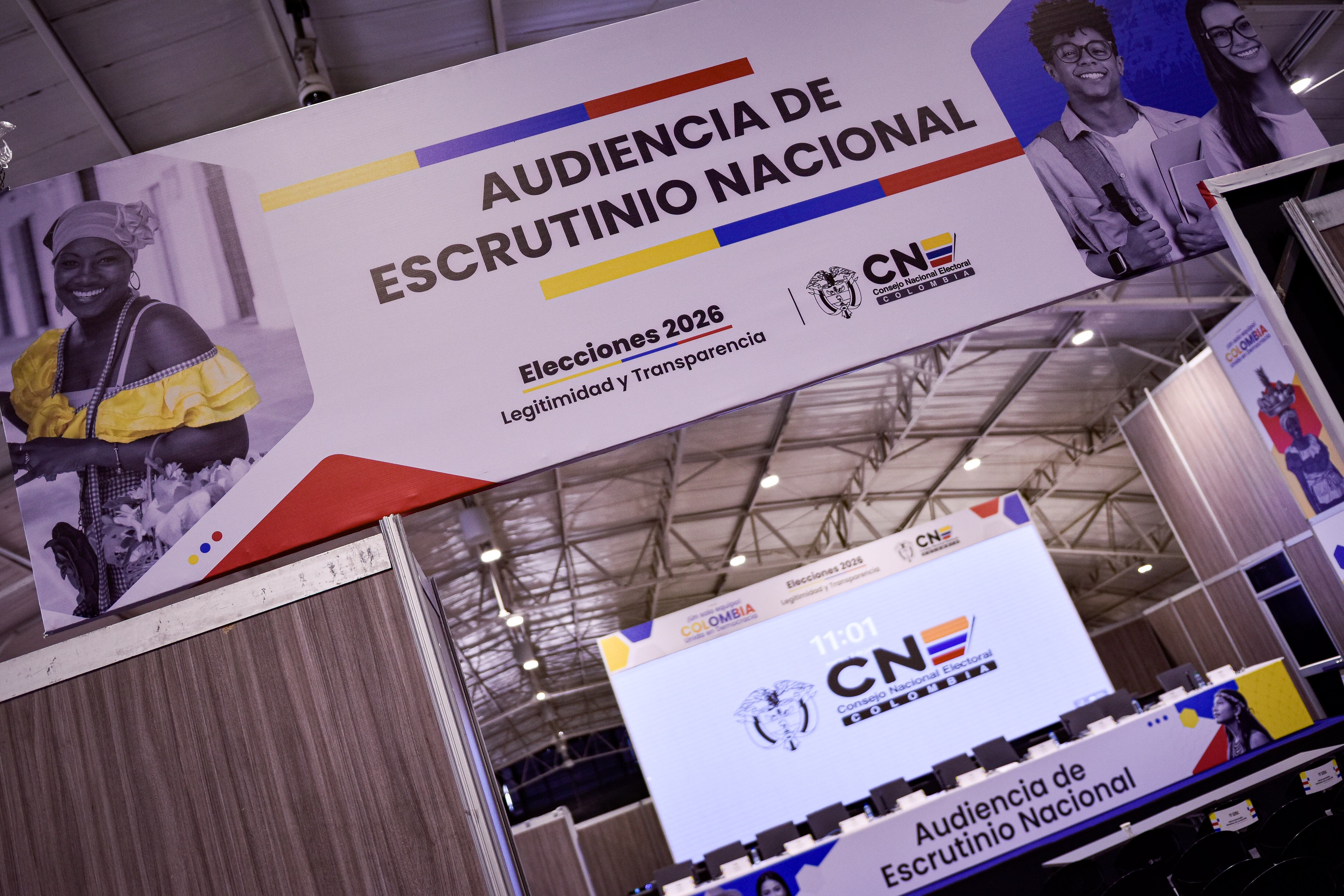 Sala de audiencia de Escrutinio Nacional, elecciones presidenciales 2026. (Crédito: Colprensa - Cristian Bayona).