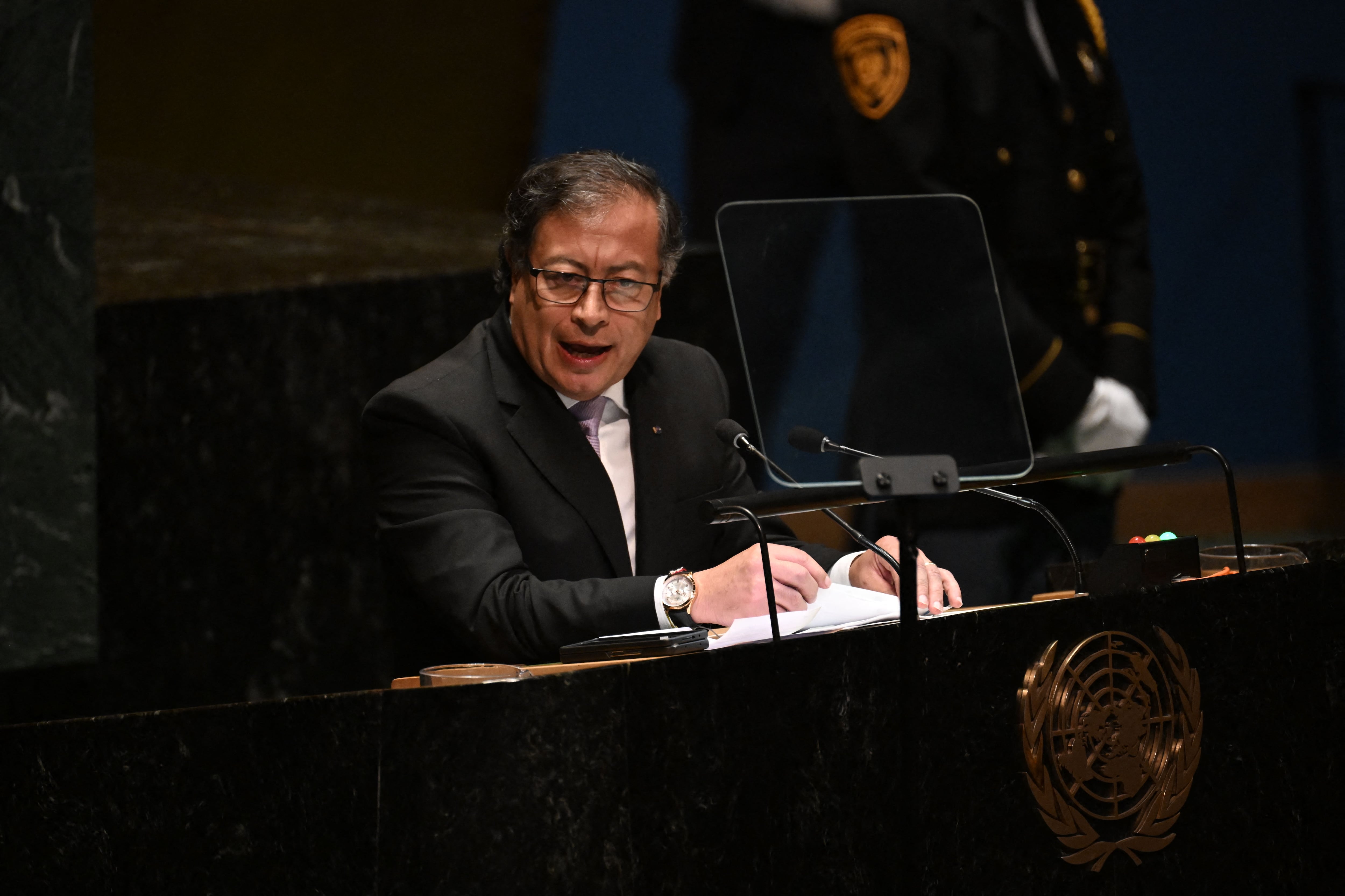 Gustavo Petro en la 78 Asamblea General de las Naciones Unidas. Foto:  ED JONES/AFP via Getty Images