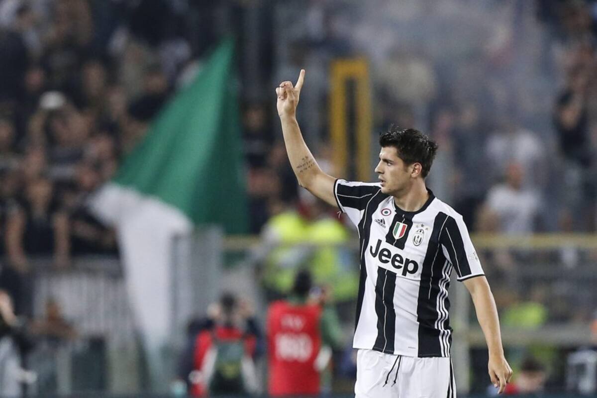 Álvaro Morata celebrando el gol del 1-0.