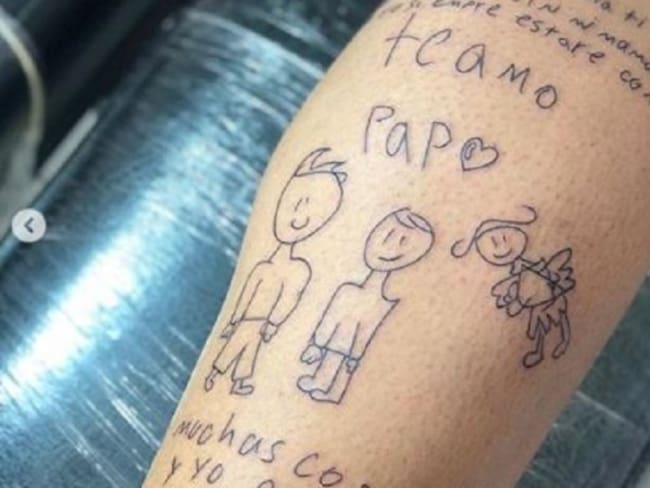 El tatuaje de Luis Delgado con la emotiva carta de su hijo Mathias
