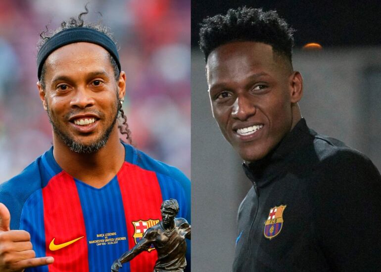 Ronaldinho y Yerry Mina