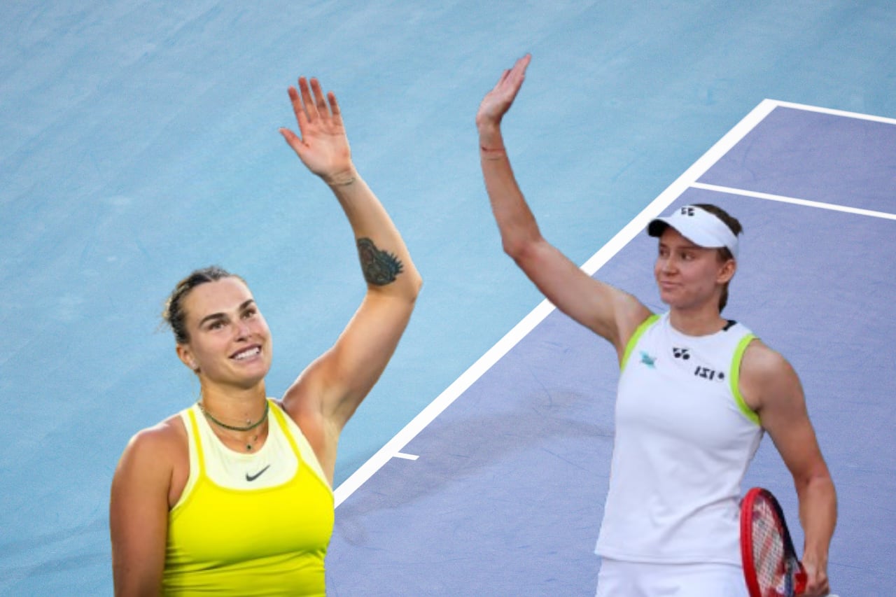 Foto de referencia. Sabalenka: Getty Images / Rybakina: Getty Images / Cancha de tenis: Getty Images.