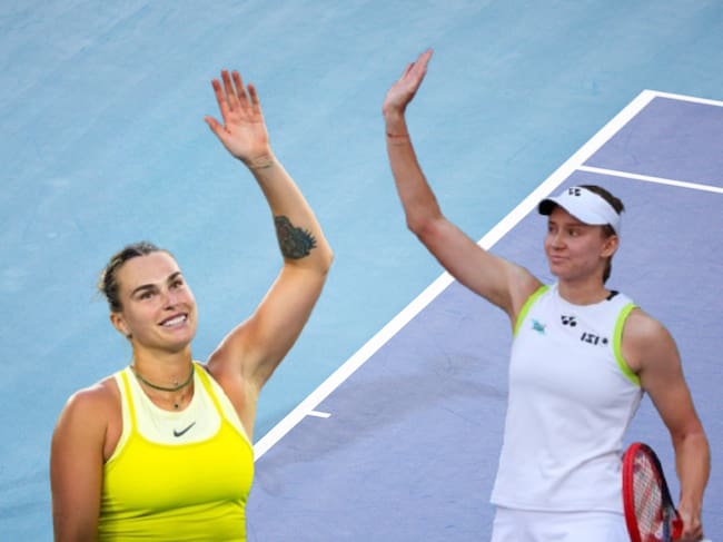 Foto de referencia. Sabalenka: Getty Images / Rybakina: Getty Images / Cancha de tenis: Getty Images.