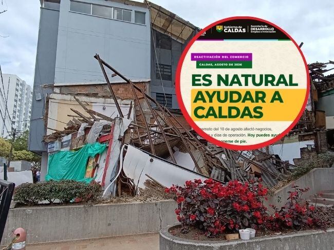 Locales destruidos por el terremoto en Manizales y portal de Es natural ayudar a Caldas. Foto: https://esnaturalayudaracaldas.com/