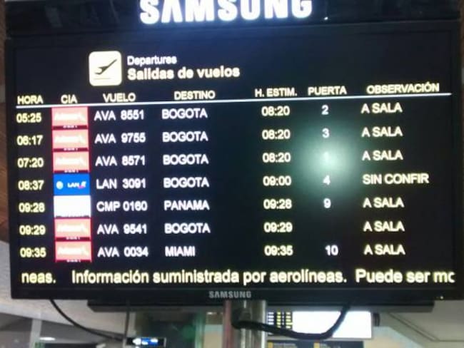 Niebla en Bogotá afectó la salida de cinco vuelos desde Cartagena