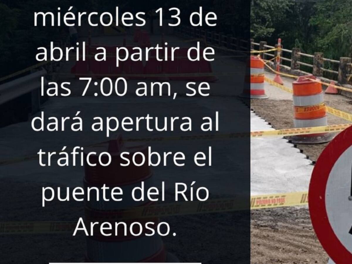 En un solo carril paso en el sector sobre el río Arenoso en la Ruta 45