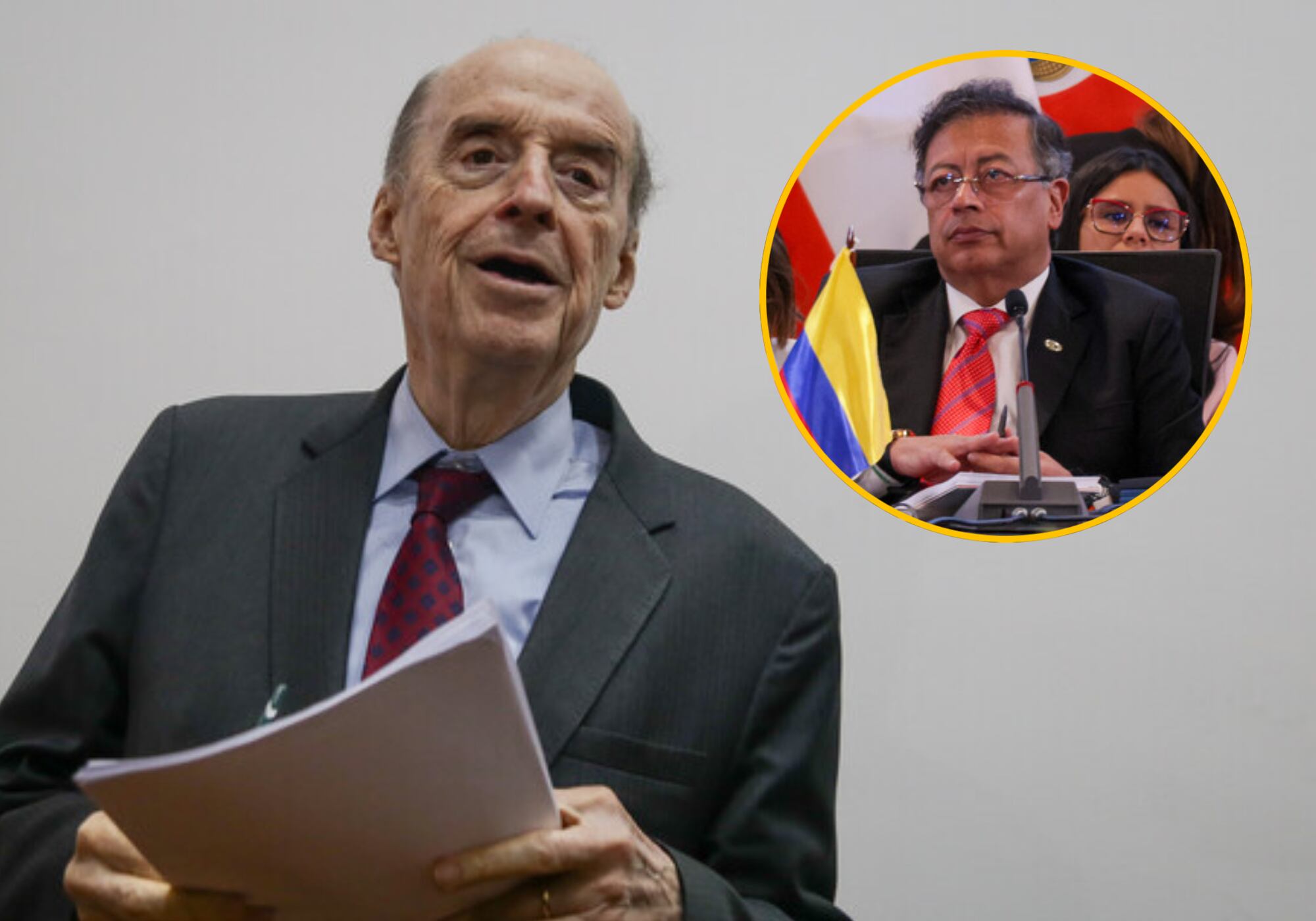 Álvaro Leyva y Gustavo Petro. Foto:  (Colprensa - Catalina Olaya) / (Cortesía: Presidencia)