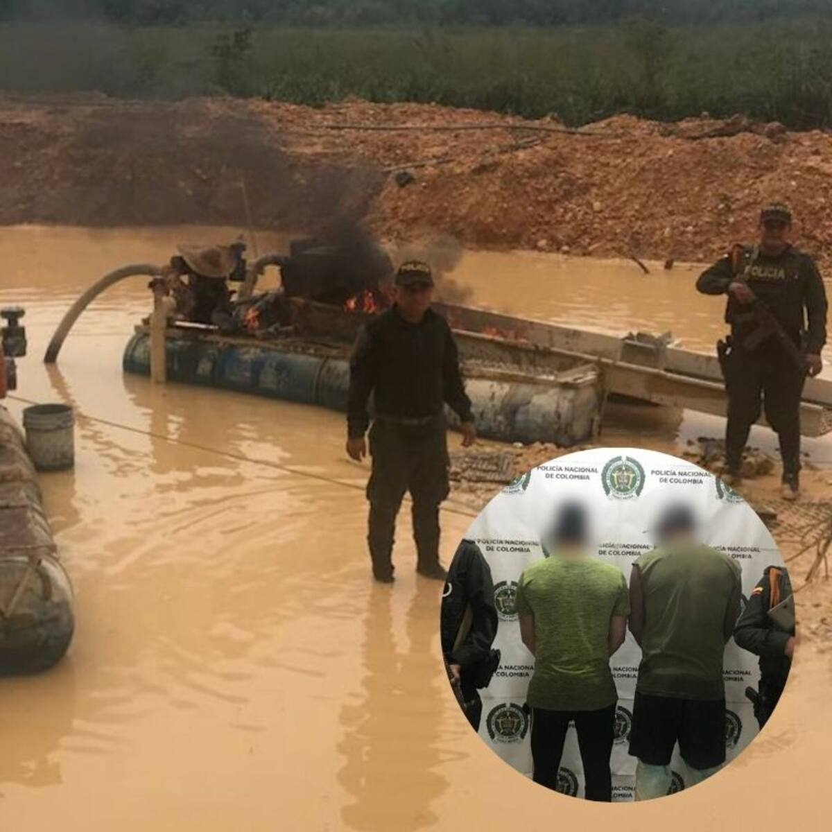 ¡Tremendo daño ambiental! Capturan a 2 hombres por explotación ilegal de oro en Santander