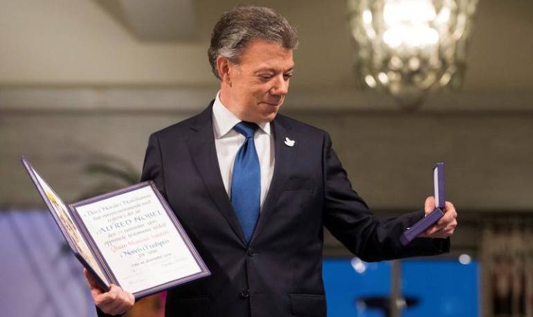Juan Manuel Santos tras recibir el Premio Nobel de Paz
