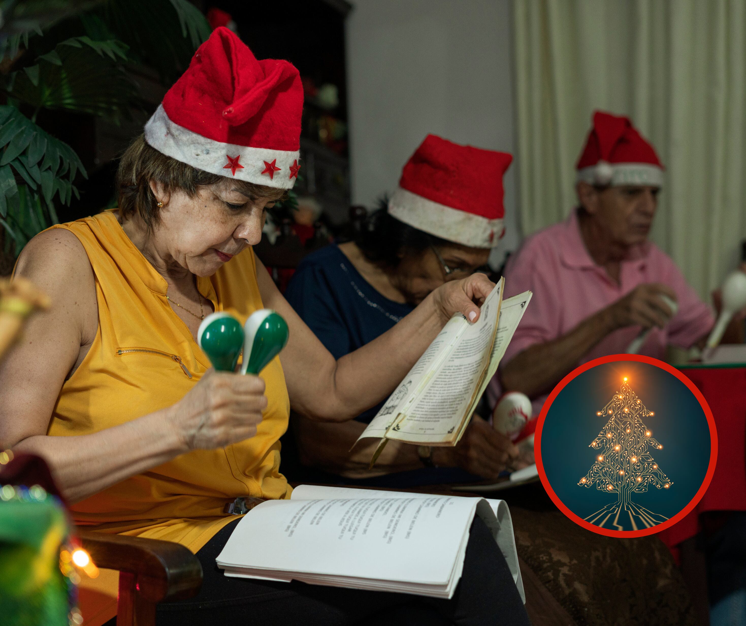 Familia colombiana cantando villancicos en diciembre (Getty Images)