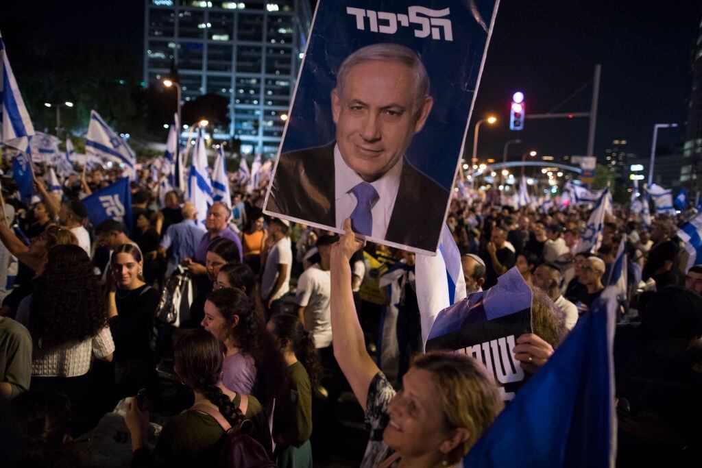 Protestas en relación al primer ministro israelí, Benjamín Netanyahu. 
(Foto: Amir Levy/Getty Images)