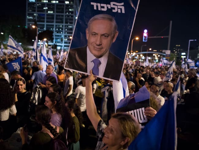 Protestas en relación al primer ministro israelí, Benjamín Netanyahu. 
(Foto: Amir Levy/Getty Images)