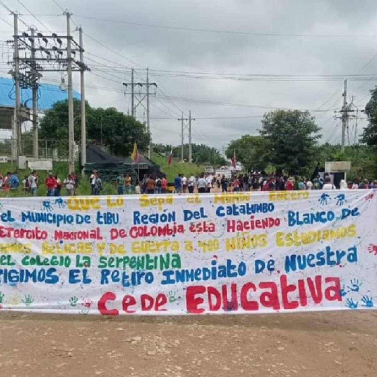 Menores en Catatumbo protestan exigiendo traslado de base militar