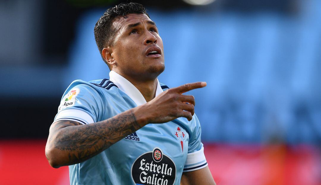 Jeison Murillo festeja un gol con el Celta de Vigo durante la pasada temporada.