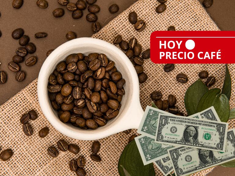 ¡Baja representativa! Precio café HOY 24 de junio en Colombia: valor oficial de la carga, según FNC. Imagen de fondo de Canva