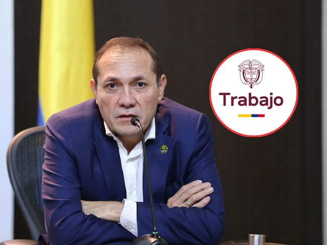 Antonio Sanguino y al lado el logo del Ministerio del Trabajo (Fotos vía COLPRENSA y sitio web oficial del Ministerio del Trabajo)