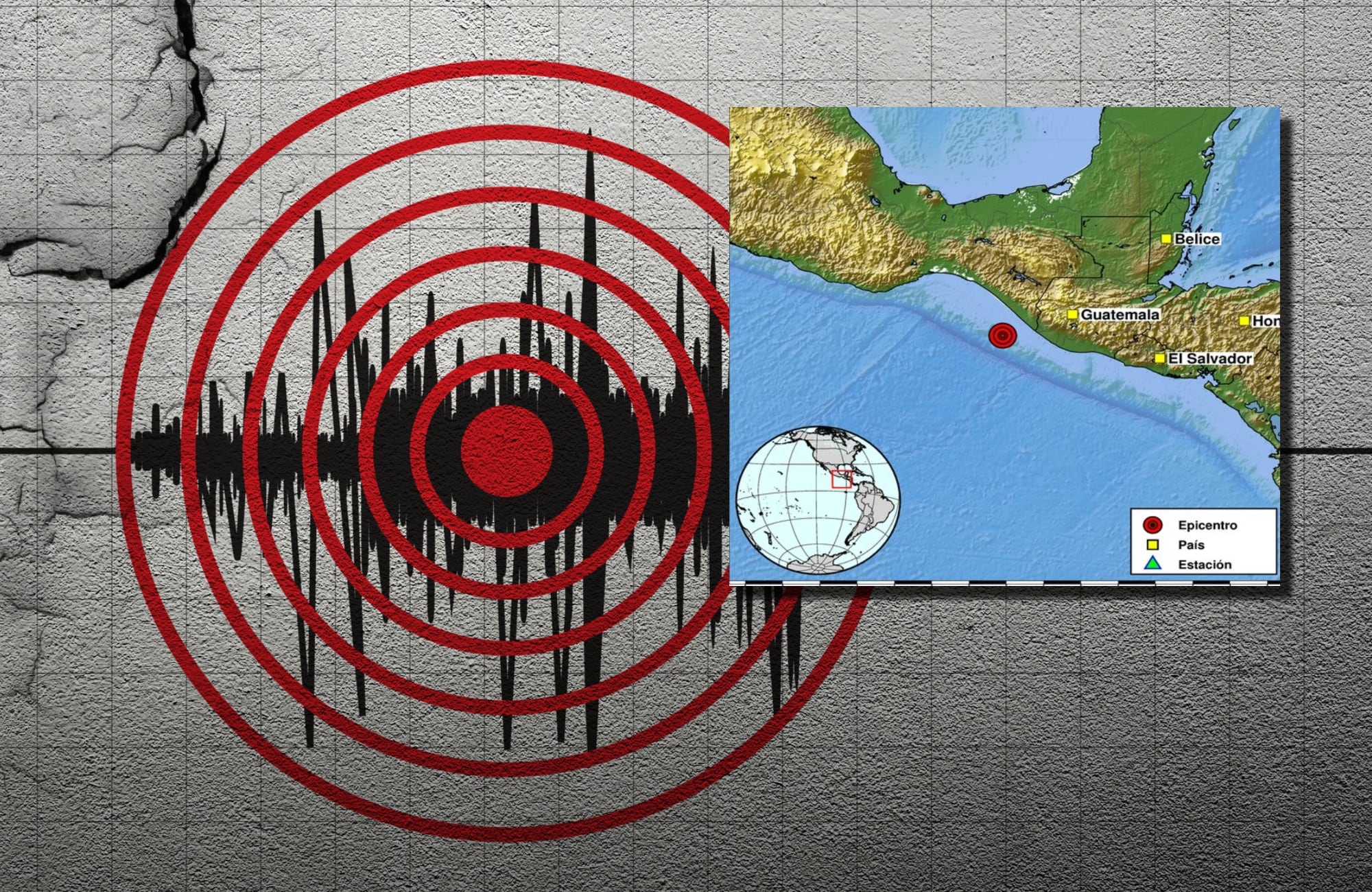 Imagen de referencia de temblor y mapa del lugar del sismo. Fotos: Getty Images / Servicio Geológico Colombiano