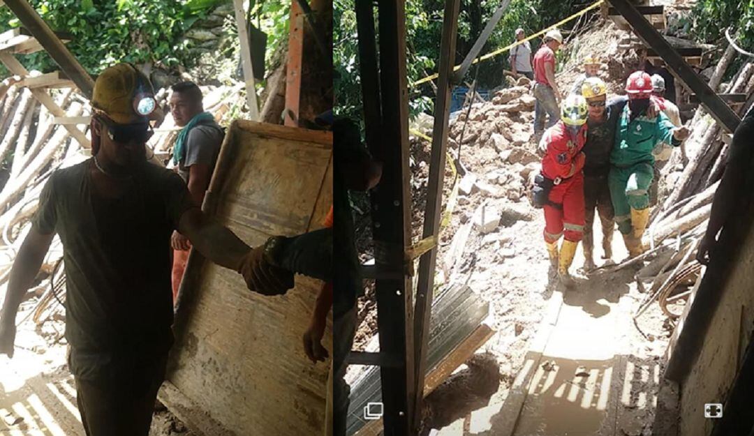 Mineros rescatados en Marmato