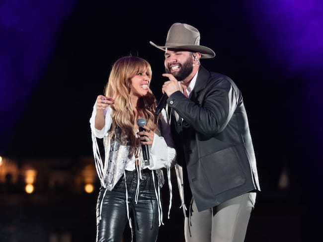 SEVILLE, SPAIN - NOVEMBER 14: Kany Garcia and Carin Leon perform on stage during tha Amazon Music's event "La Cultura That Connect Us" at Setas de Sevilla on November 14, 2023 in Seville, Spain. (Photo by Aldara Zarraoa/Getty Images for Amazon Music)