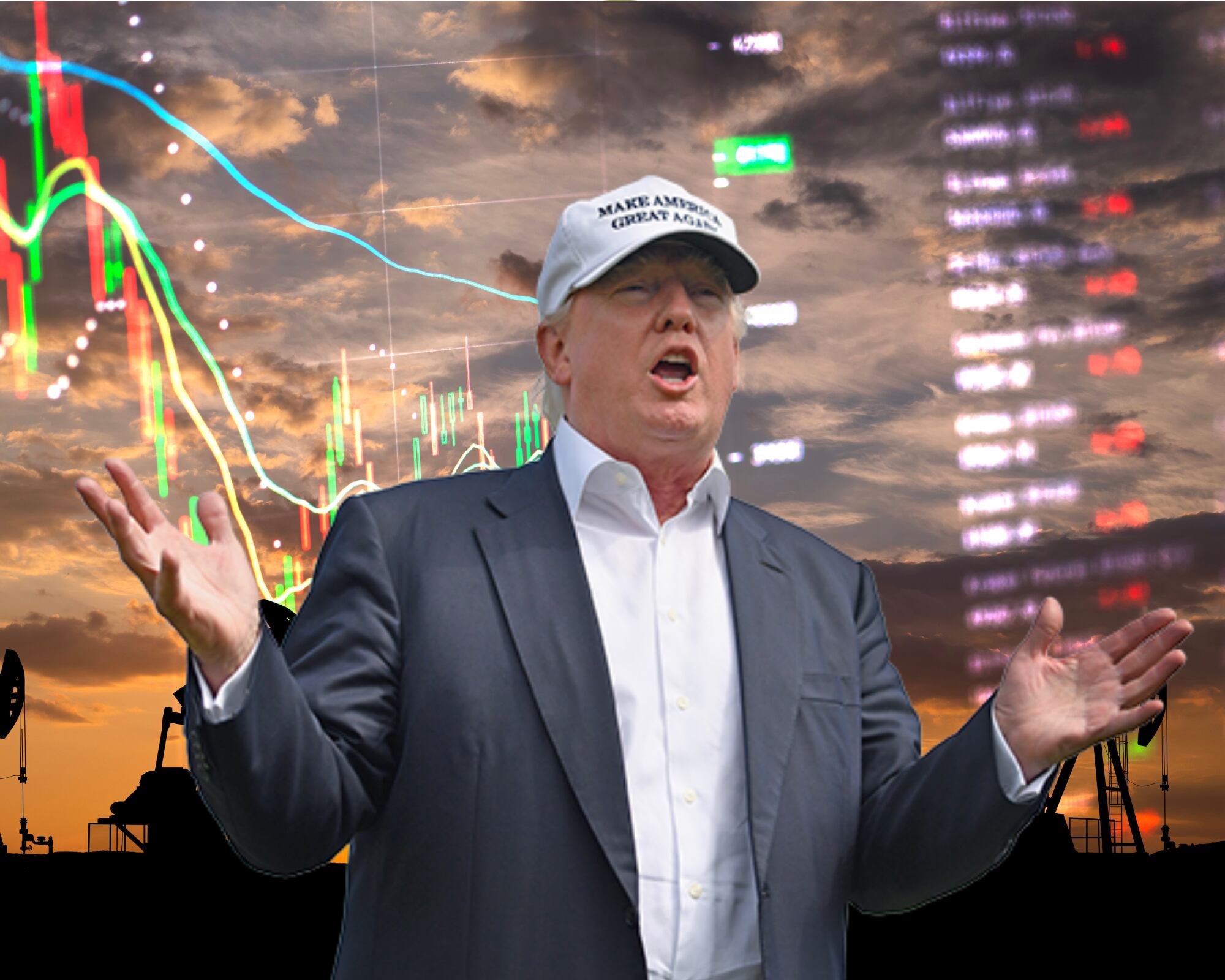 Un día después del anuncio arancelario que golpea a casi todos los países del mundo, Donald Trump aseguró que las bolsas, los mercados y en general la economía va a crecer, mientras hacía este anuncio, el valor del crudo caía. 
(Foto: Caracol Radio / Getty)