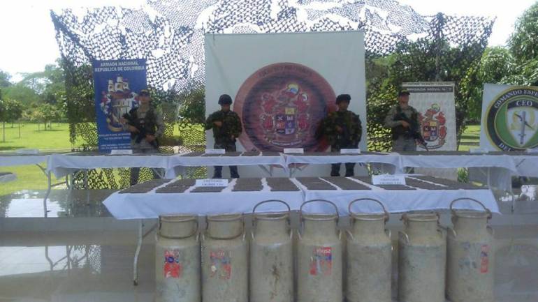 Material de guerra de disidencias de las Farc.