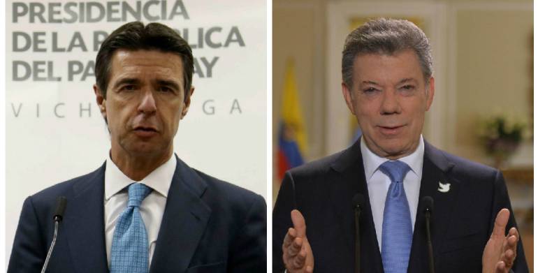  (Izq) Ministro de Industria de industria y turismo, José Manuel Soria y Presidente Juan manuel Santos (Der)