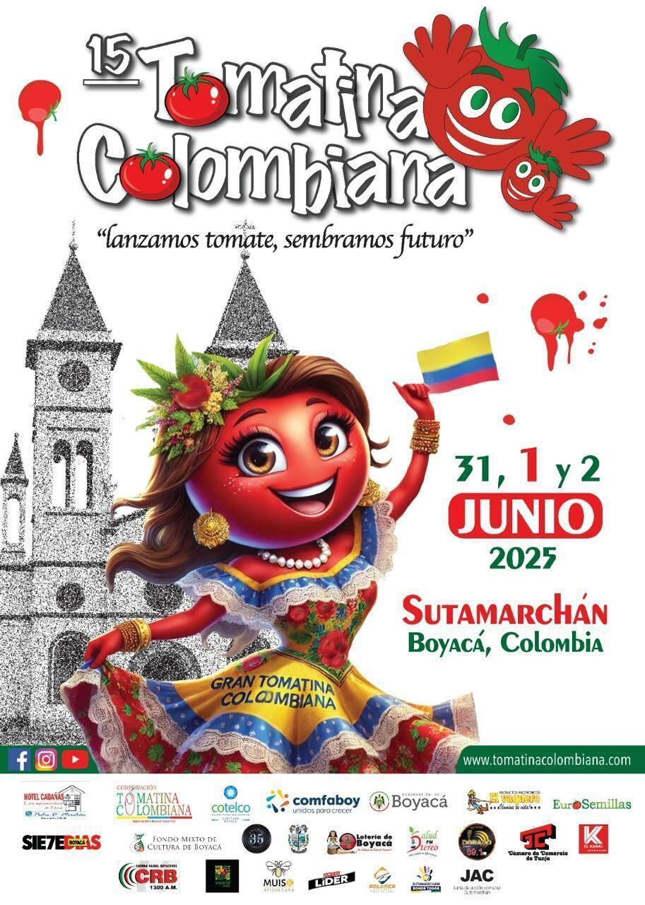 Del 31 de mayo al 2 de junio, Sutamarchán celebrará la edición número 15 de la Gran Tomatina colombiana