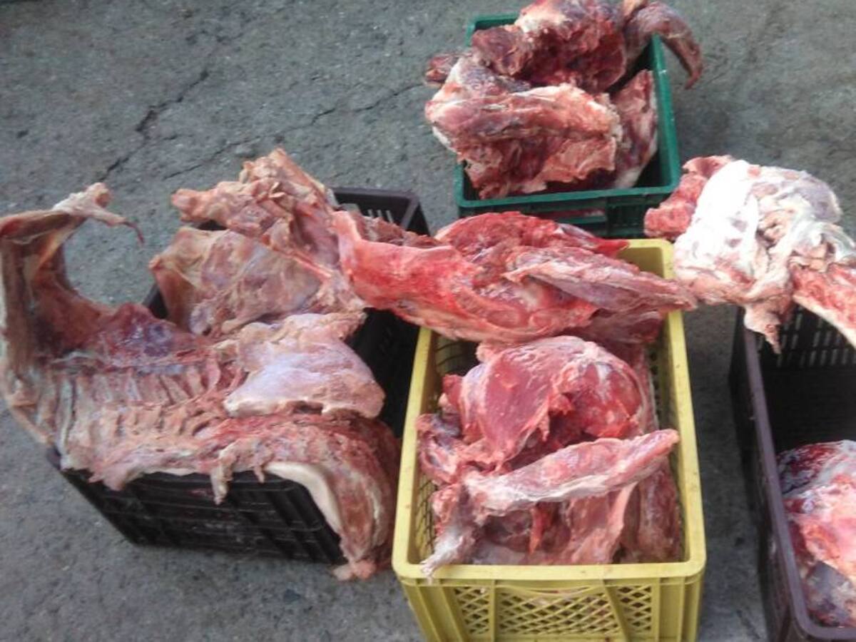 Incautan 1.5 toneladas de carne en un parqueadero de Envigado