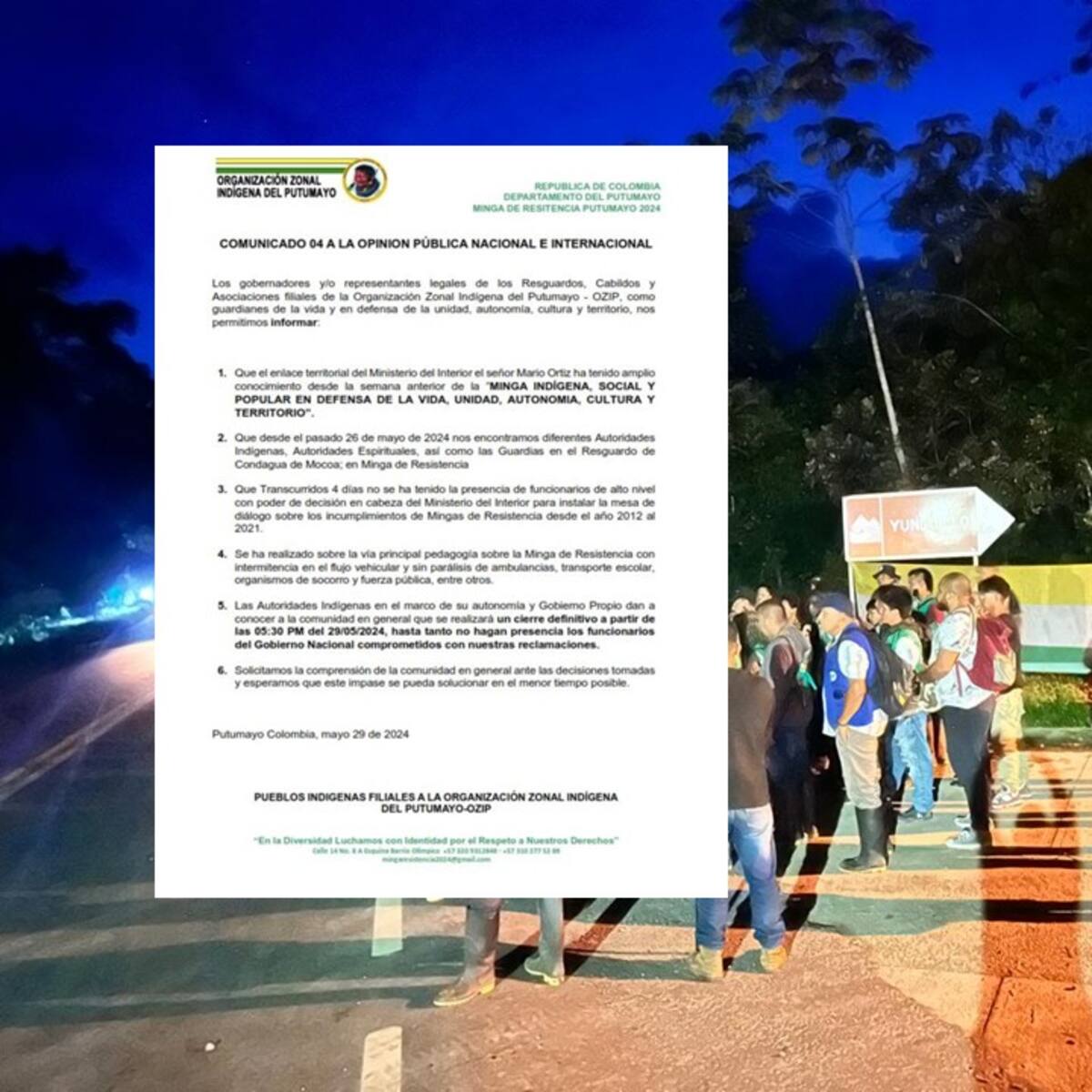 Se reporta cierre total de la vía Pitalito- Mocoa