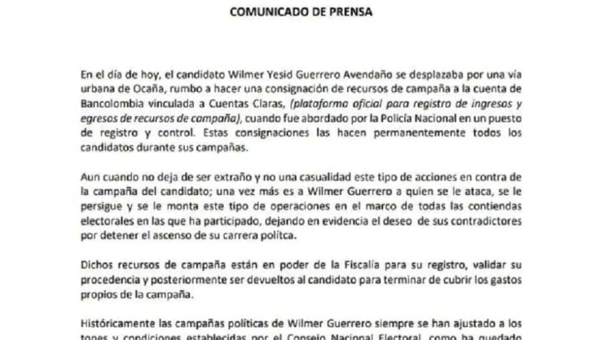 “Dineros pertenecen al programa Cuentas Claras”: Wilmer Guerrero