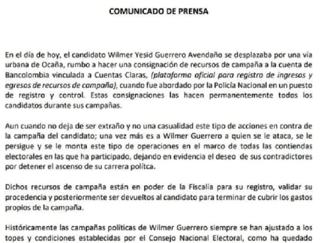 Comunicado de prensa