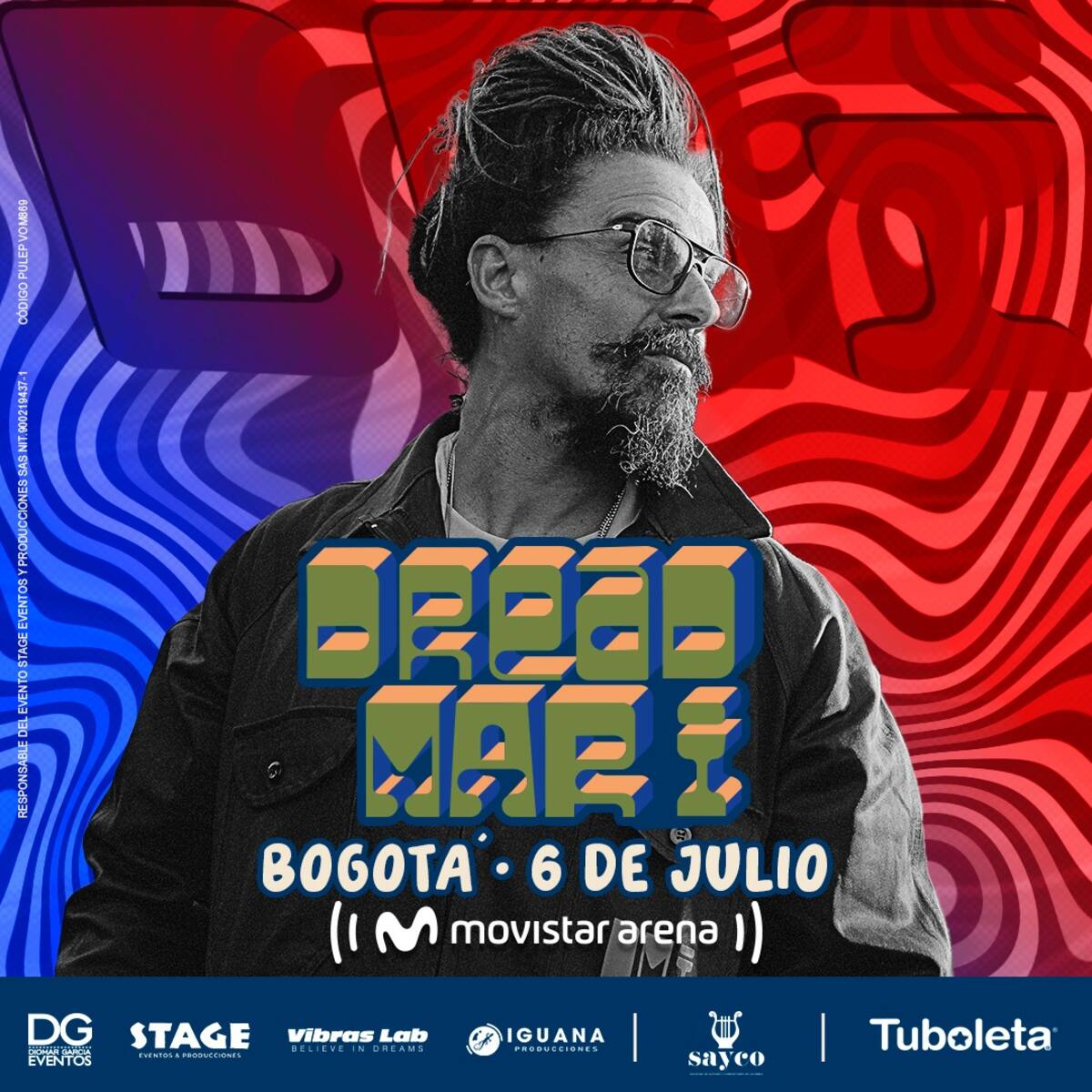 El embajador del Reggae Rock en Latinoamérica Dread Mar I, llega a Bogotá..