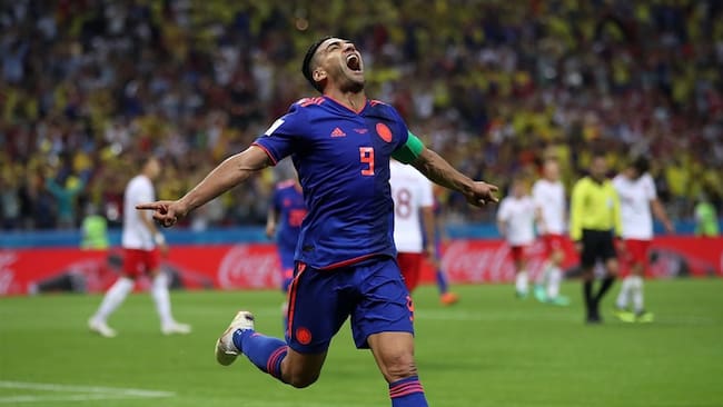 Falcao celebrando gol ante Polonia. Foto: Getty Images