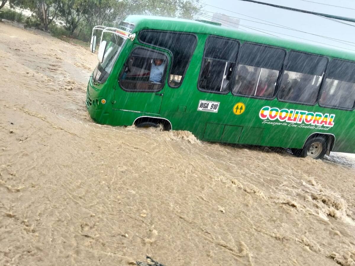 Árboles caídos y un bus arrastrado por arroyo: emergencias en aguacero en Barranquilla