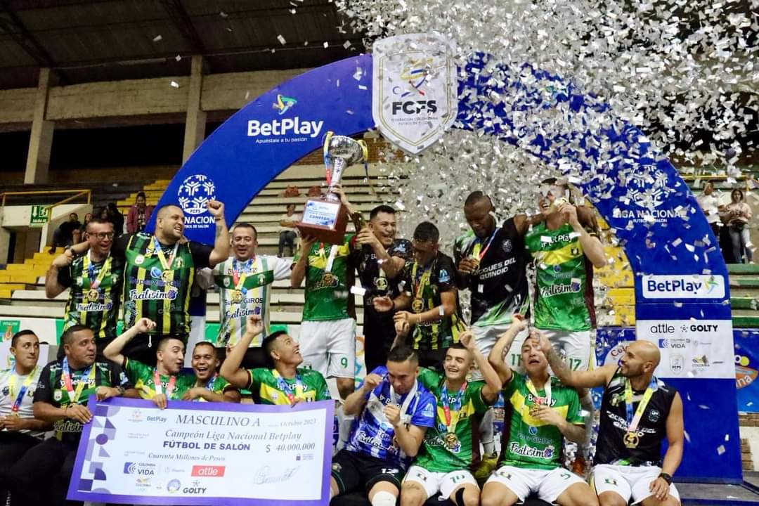 Caciques del Quindío, campeón de la Liga Nacional de Fútbol de Salón. Foto Federación Colombiana de Fútbol de Salón.