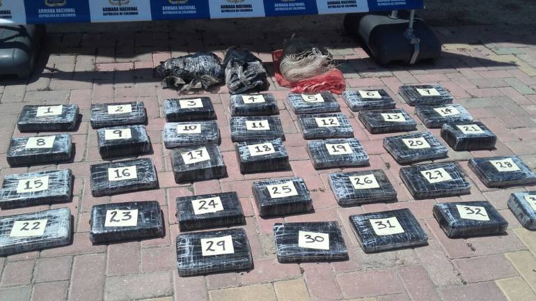 Droga incautada por la Estación de Guardacostas de Barranquilla.