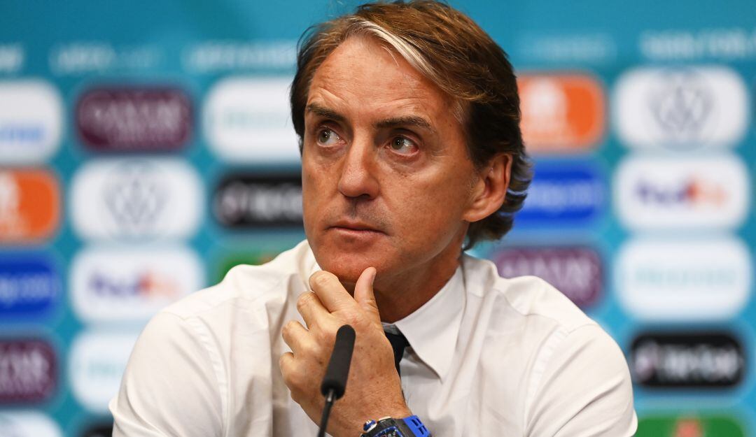 Roberto Mancini en la rueda de prensa posterior al juego.