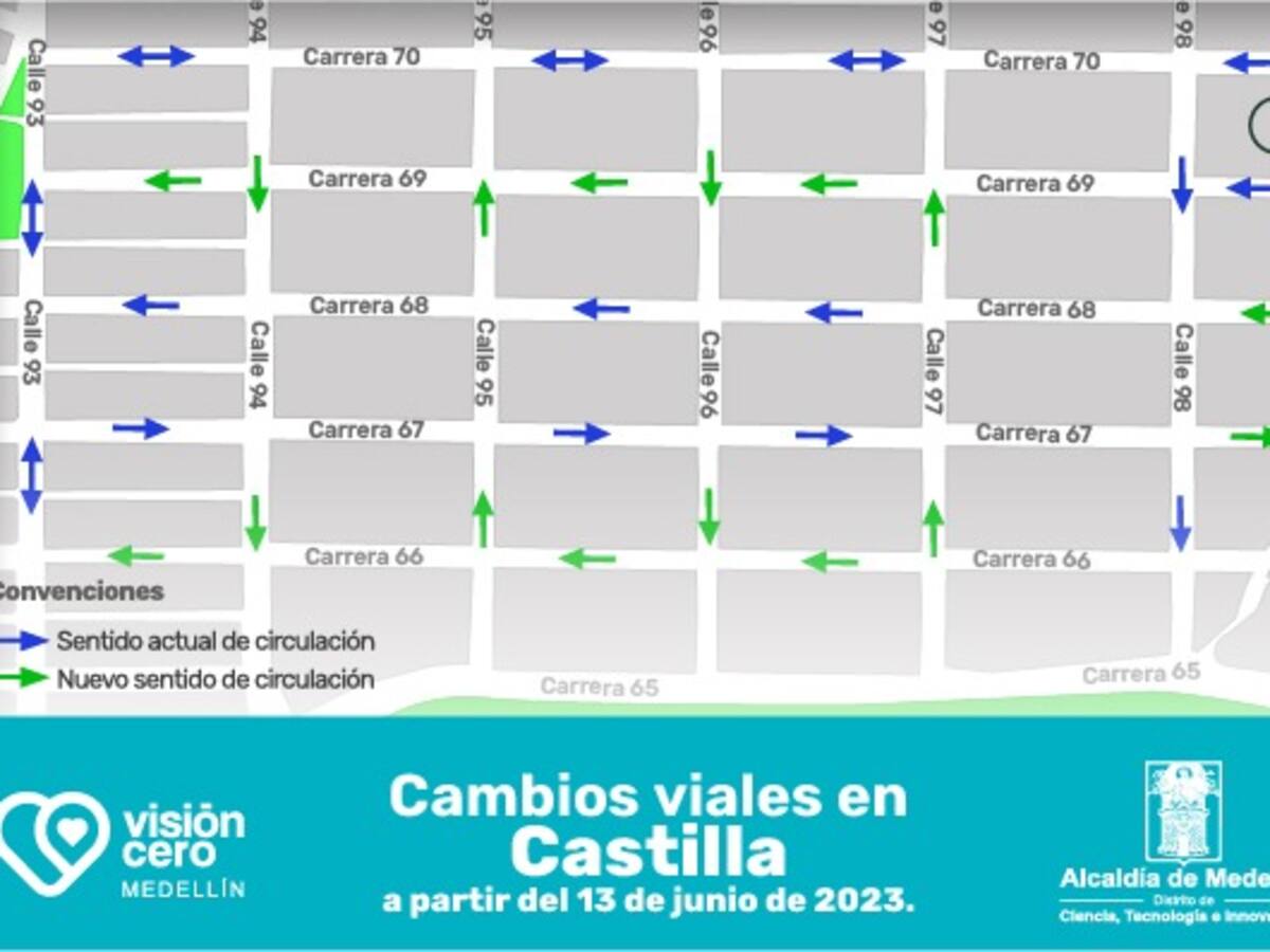 Con ocho cambios viales, Medellín busca mejorar la movilidad en Castilla