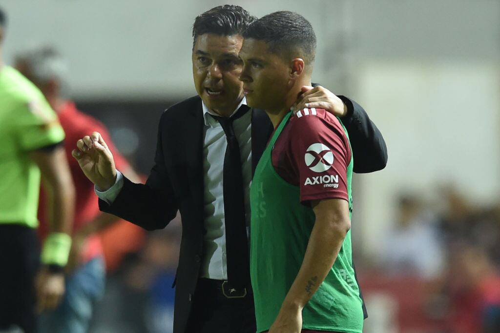 Marcelo Gallardo y Juan Fernando Quintero (Foto por Diego Alberto Haliasz/Getty Images)