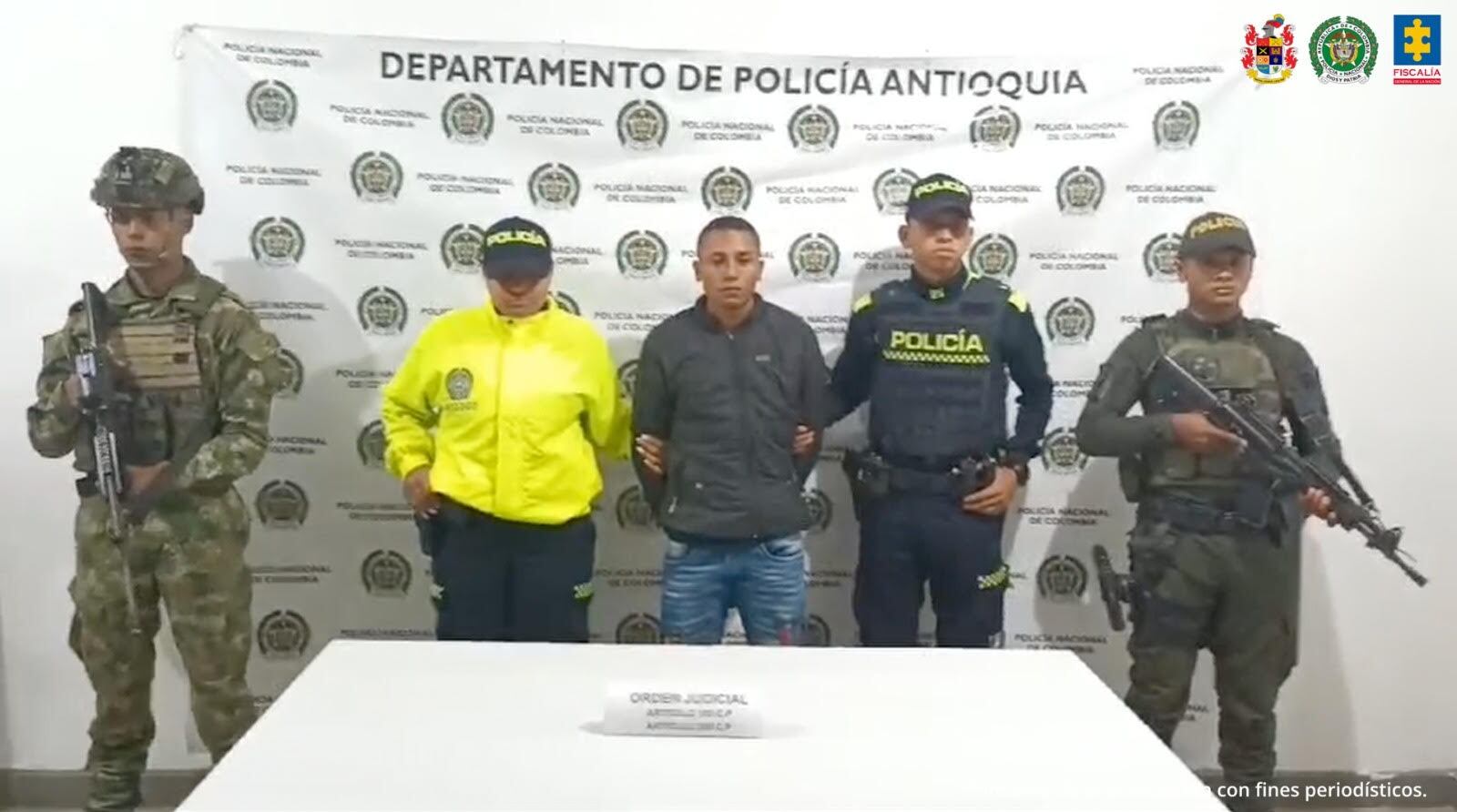 El hombre fue capturado en el municipio de Argelia, Antioquia. Foto: Fiscalía.