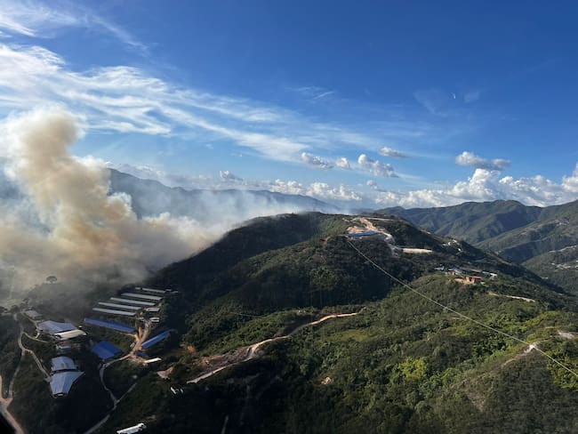 Incendio forestal en la vereda Portachuelo de Ocaña /Foto: Ejército Nacional.